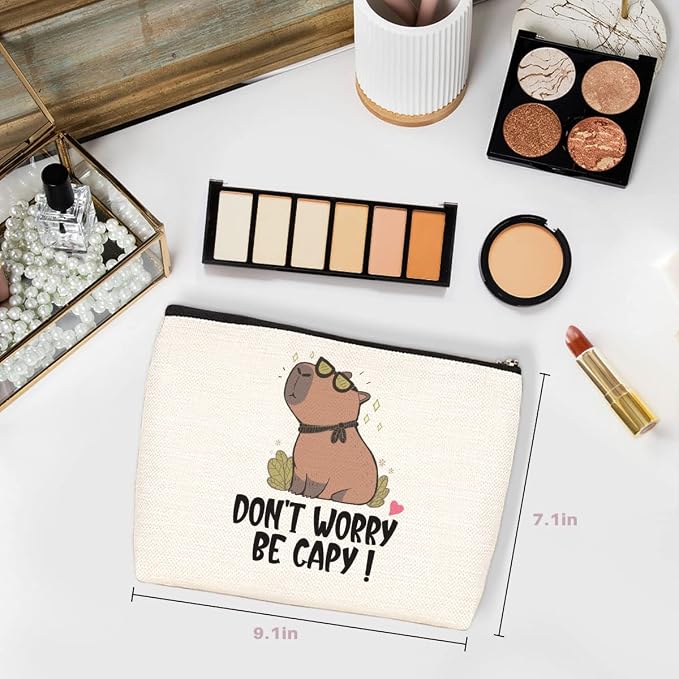 Capybara Gifts Makeup Bag Capybara Lover Gift Animal Lover Gift for Women | Rodent Pet Owner Makeup Stuff Birthday Christmas Friendship Gifts for Women Friend Cosmetic Bag