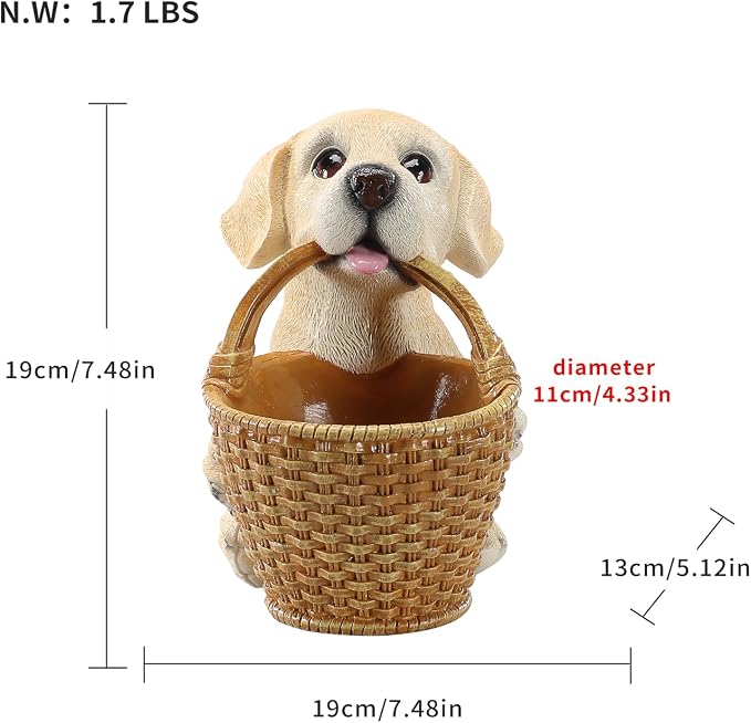 Cute Labrador Candy Bowl, Resin Dog Figurine Key Bowl for Entryway Table, Desktop Storage Basket Organizer for Desk, Unique Dog Lover Gift