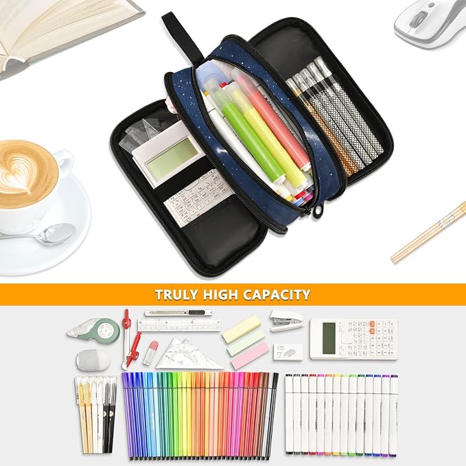 Pet Dog Shooting Star Pencil Case Large Capacity Pen Bag School Office Stationery Organizer Zipper Pencil Pouch for Teen Girls Boys Adult