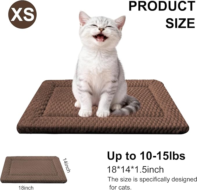 Dog Bed Mat - Dog Crate Pad - Reversible Mat for Pet Comfort - Soft Bed Crate Pads for All Seasons - Durable, Machine Washable Mat for Crates, Travel, and Home (Dark Brown, 18" L*14" W*1.5" Th)
