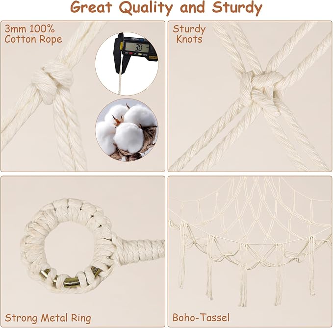 Stuffed Animal Storage Hammock Corner,55 Inch Large No Drill Toy Net,Cream | Handcrafted Natural Cotton Plushie Net,Boho Macrame Toy Hammock,Stuffed Animals Storage Display Organizer,Nursery Room Decor