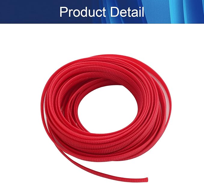 Jutagoss PET Expandable Braided Cable Sleeve, 32.8ft - 3/8 inch Red Cable Management Sleeve, Wire Loom Tube Cord Protector for USB Cable, Power Cord, Audio Video and More, 1Pc