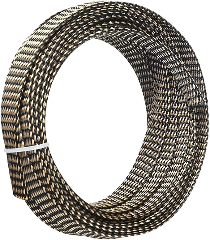 Jutagoss PET Expandable Braided Cable Sleeve, 16.4ft - 9/16 inch Black Gold Cable Management Sleeve, Wire Loom Tube Cord Protector for USB Cable, Power Cord, Audio Video and More, 1Pc