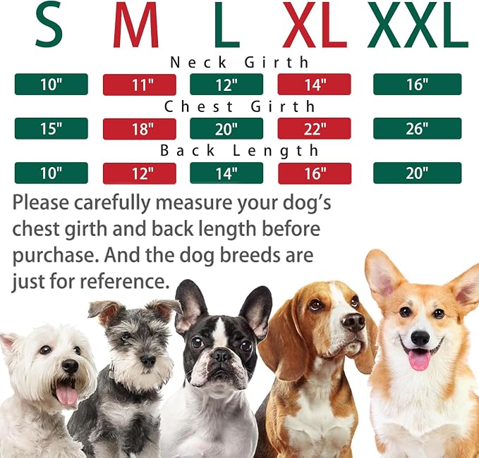 PUPTECK Soft Fleece Dog Pajamas for Small Medium Dogs, Dog Onesie Puppy Sweaters Clothes Jumpsuit Pjs, Cute Jammies Cat Coat Pet Costume Apparel, Red&Green XXL