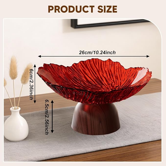 Pedestal Fruit Bowl: Elegant Fruit Bowl with Stand, Decorative Serving Tray And PET Organizer for Dining And Home Parties, red