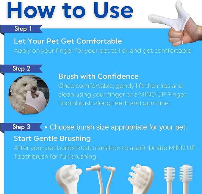 MIND UP Dog Toothbrush with Micro Head, 15° Angled Handle for Ultra-Small Dogs, Pet Toothbrush for Back Teeth & Hard-to-Reach Areas, Made in Japan