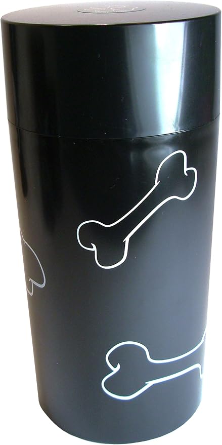 Tightpac Pawvac 5 to 24 Ounces Container, Airtight Pet Food and Treats Storage Jar - Patented Vacuum Seal Container for Pet Food, Treats and other Dry Goods - Black with Treats