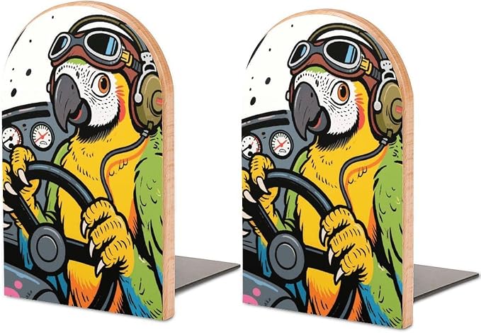 Wood Funny Pets Bookend with Metal Base Non-Skid Pad