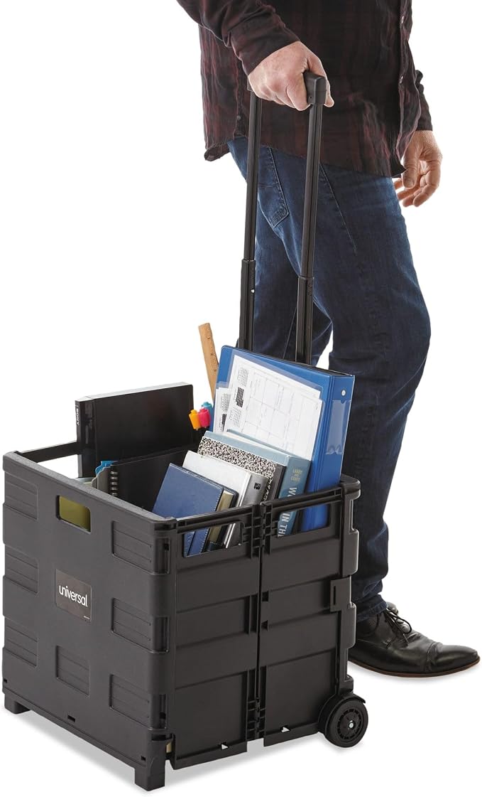 Universal Collapsible Mobile Storage Crate, 18.25" x 15" x 39.4", Black