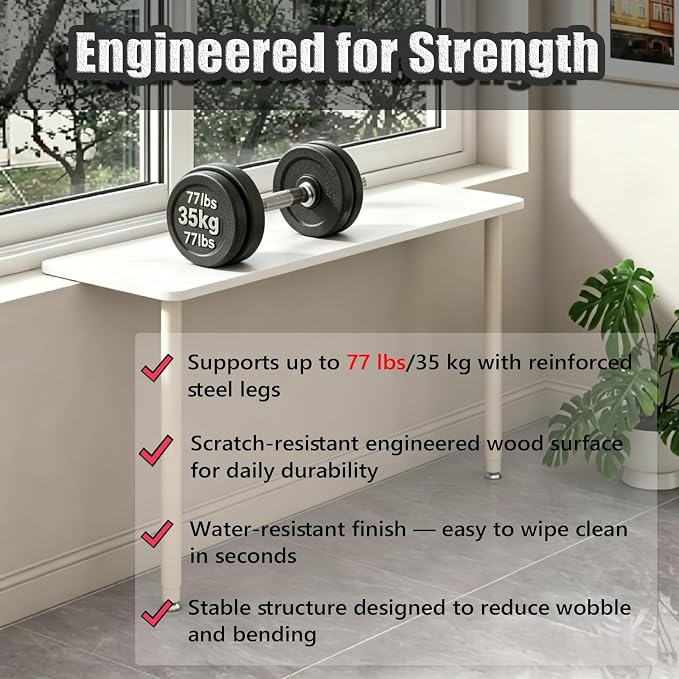 Window Shelf Extender with Adjust Support Stand, Multi-Purpose Countertop Extension Board, Windowsill Extension for Pet Bed/Appliances(Black,47.2"x10"/120x25cm)