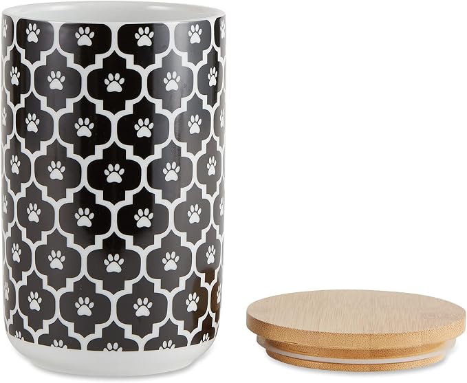 Bone Dry Lattice Collection Pet Bowl & Canister, Treat Canister, 4x6.5 inches, Black (Pack of 6)