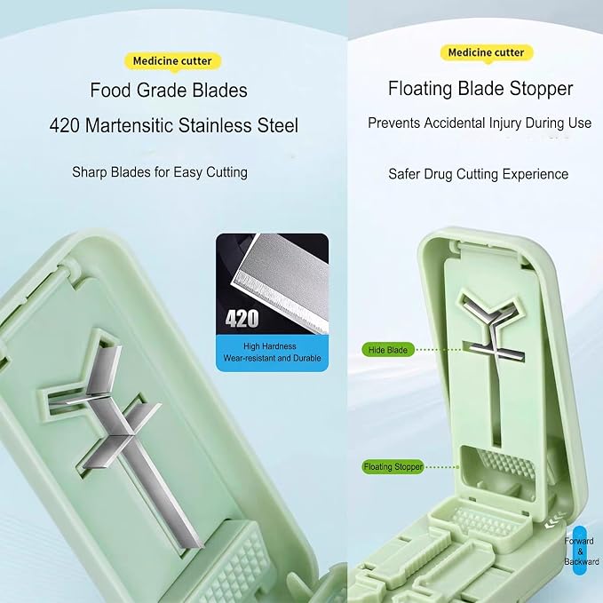 Pill Cutter, Pill Splitter for Small Pills, Cuts 1/2, 1/3, 1/4 Pills