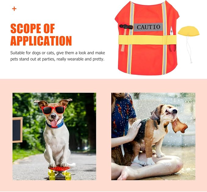 Dog Reflective Vest Construction Worker Pet Costume Christmas Outfits High Visibility Dogs Clothes for Large Medium Small Cats Costumes L
