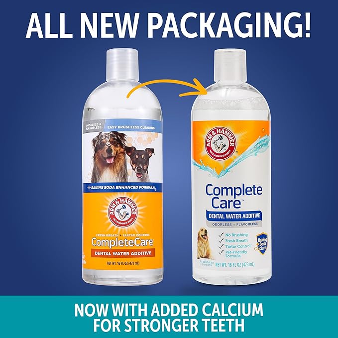 Arm & Hammer Dog Dental Water Additive Breath Freshener, Odorless Flavorless Oral Care Solution for Plaque and Tartar Control, Daily No Brush Dental Support for Dogs, 16 Fl Oz - 3 Pack