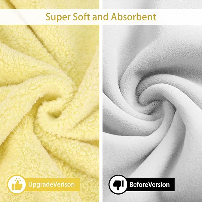 Pet Bathrobe Towel Dog Cat Drying Coat Super Absorbent Cute Dogs Bath Towel Hooded Robe Adjustable Collar & Belly Strap for XSmall to XLarge Pets (Yellow, Small)