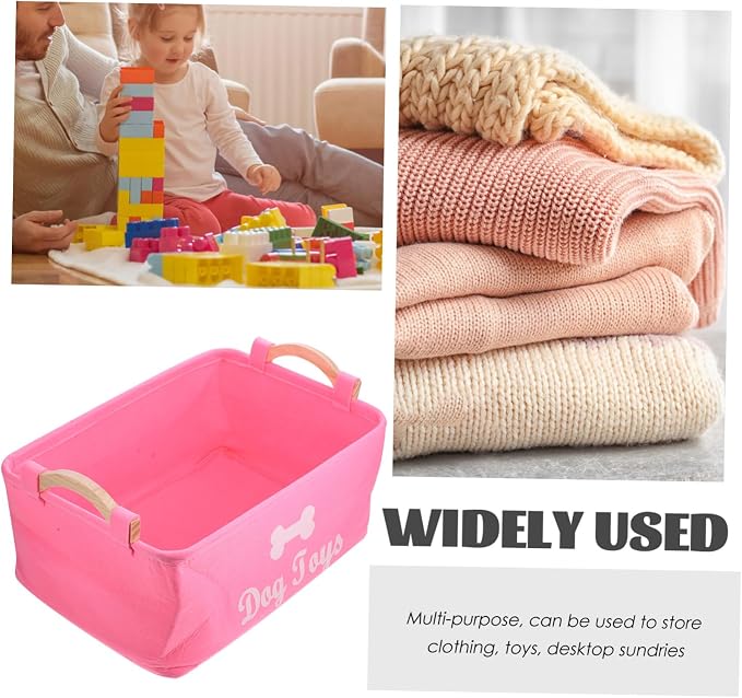PRETYZOOM Pet Storage Organizer Basket Cute Cartoon Design Versatile Storage Case for Toys Clothes Sundries Felt Material Capacity Portable Carry Handle Stylish Home Decor