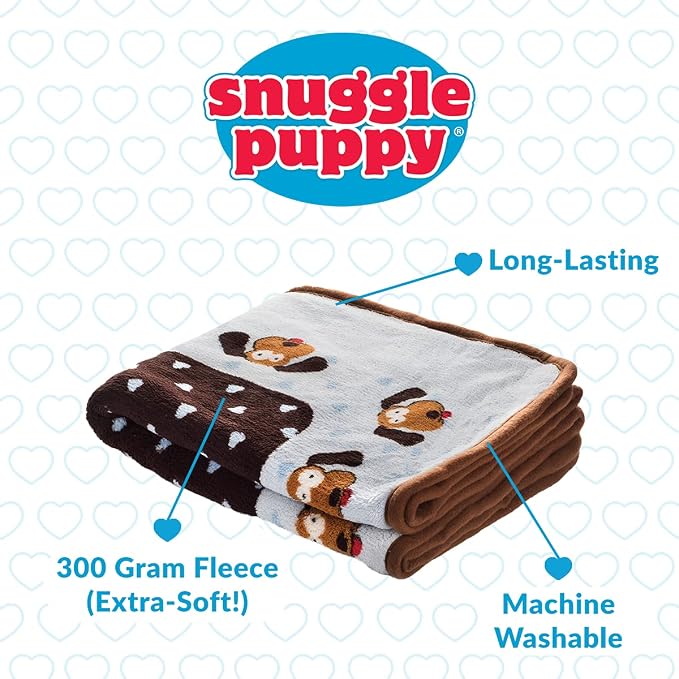 Snuggle Puppy Fleece Blanket for Dogs, Washable, 48 x 30 in - Blue