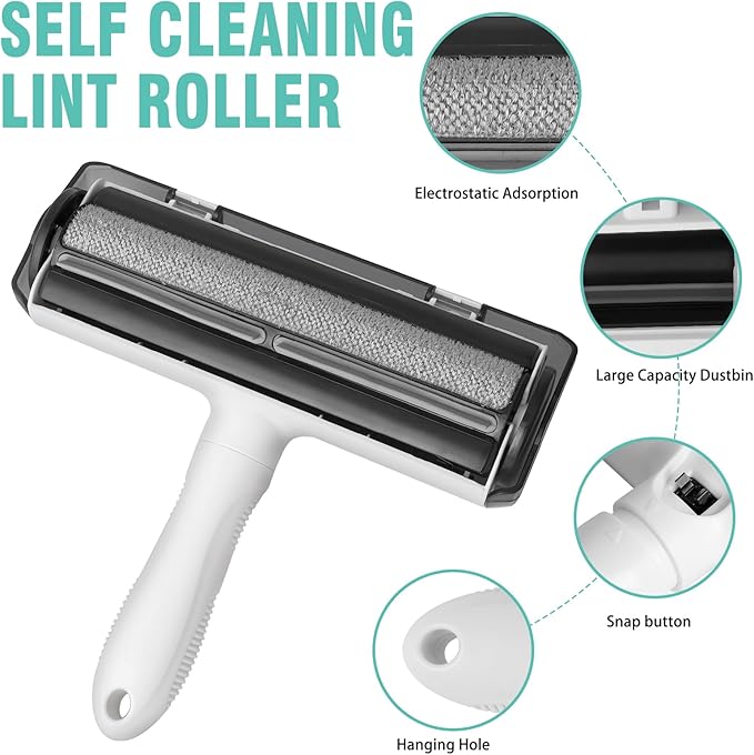 Reusable Lint Roller for Pet Hair - Extra Sticky Washable Cat & Dog Hair Remover for Furniture, Couch, Carpet, and Car - Eco-Friendly Portable Fur Removal Tool, No Refills Needed.
