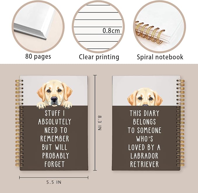 LIANGW Funny Labrador Retriever Puppy Gifts Spiral Notebook Journal | Labrador Lab Gifts Journal for Writing,Pet Dog Mom Owner Lovers Gift,5.5x8.3 Inch