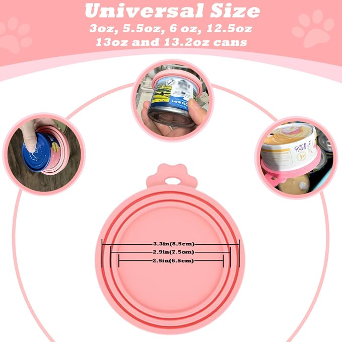 Cat Treat Spoon Squeeze & 3 Pcs Can Lids | Cat Treat Feeder for Liquid Snack | Universal Silicone Pet Can Covers BPA Free | Churu Spoon Dispenser(Pink)