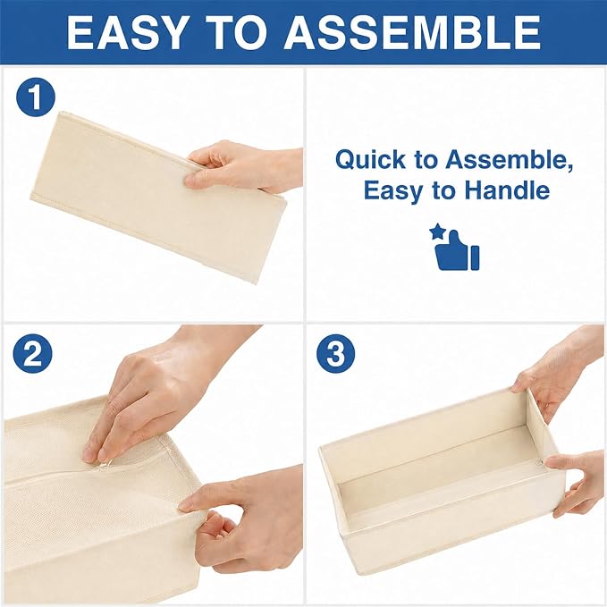 Criusia Drawer Organizer Clothes 12 Pack, Dresser Organizer for Nursery Bedroom Closet Organization and Storage - Baby Clothes Organizer Bins - Drawer Divider for Sock Underwear Bra Ties (Beige)