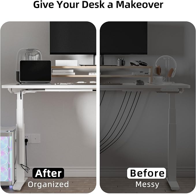 YECAYE 94.2 in Cable Management Under Desk,Easy Install Adhesive Mount Cord Hider,Cord Organizer,Wire Management,Wire Hider for Office Organization,Child & Pet Proof,White (Pack of 2)