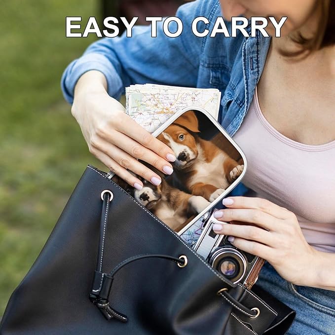 Puppies Dogs Pets Animals Multi-Functional PU Pen Case, Waterproof Zipper Stationery Organizer, Portable Storage Pouch for Office Supplies Cosmetics Travel Accessories And Daily Use