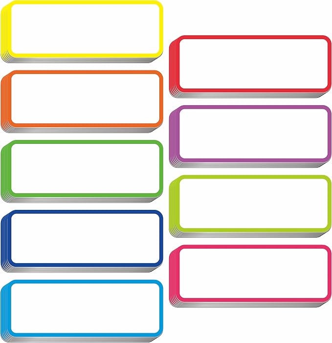54 PCs Magnetic Dry Erase Reusable Name Tag Label Plate Neon Sticker in 9 Colors for Whiteboards Locker Fridge School Office Home (3.2" x 1.2" Each)