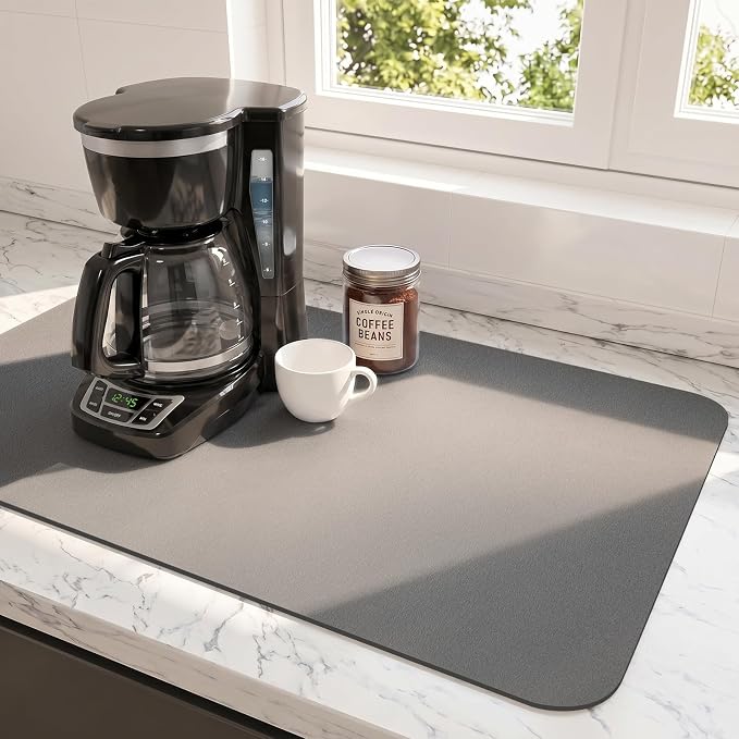 Ecotrim Coffee Mats for Coffee Bar Accessories, Dark Grey 17" x 31.5"