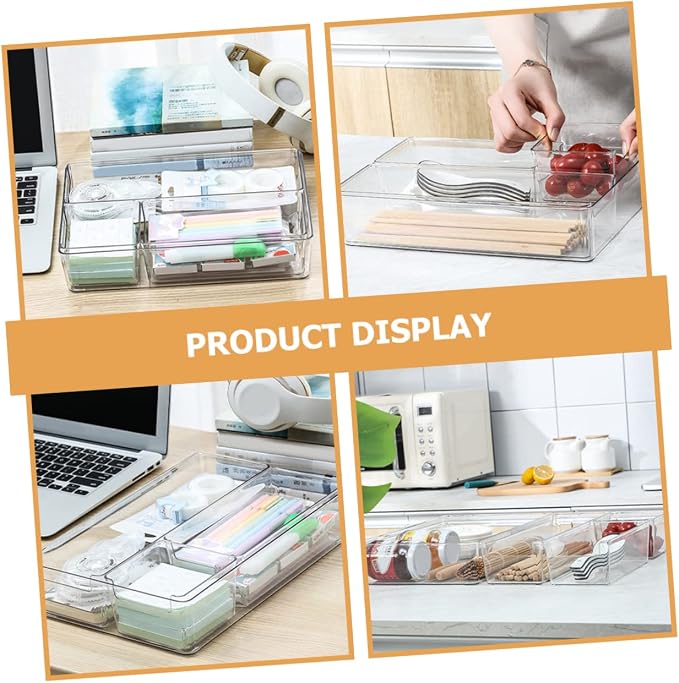 HOMSFOU 2pcs PET Drawer Organizing Boxes Dividers Desktop Storage for Office Supplies Makeup and Sundries for Home and Office Use