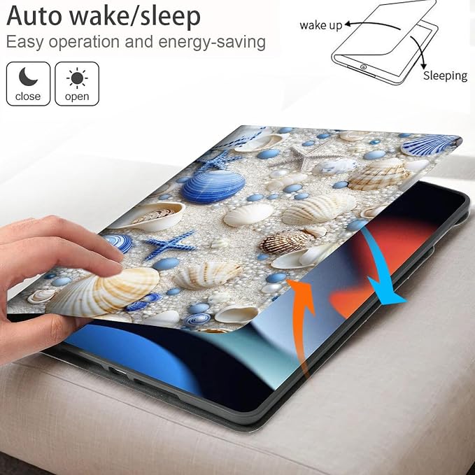 Bxgolkgd Tablet Case for Samsung Galaxy Tab A7 10.4 Inch (2020/2022),Shockproof Stand Cover with Heat Dissipation,Auto Wake/Sleep Function,Shell Conch Starfish Beach