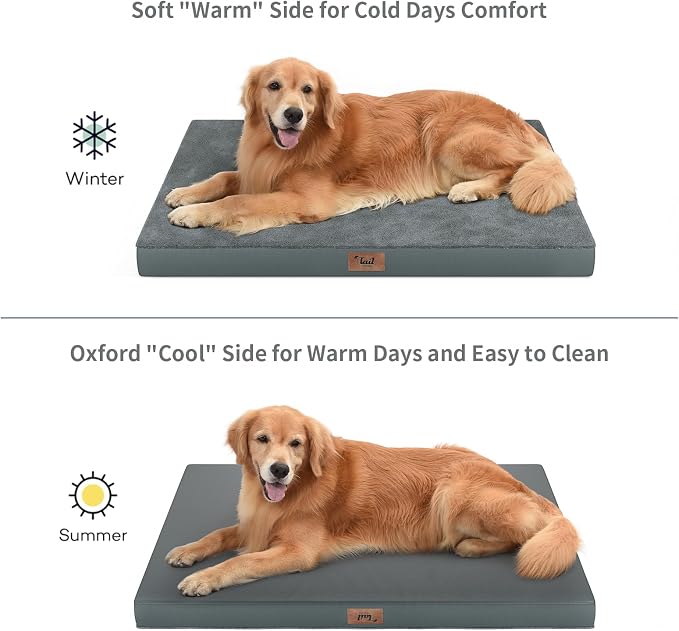 Jumbo Waterproof Orthopedic Dog Bed for Extra Large Dogs | Egg Crate Foam, Pressure Relief, Fits 54x37 Crates, Machine Washable 1680D Oxford Cover, Indoor & Outdoor Use, Up to 150 lbs