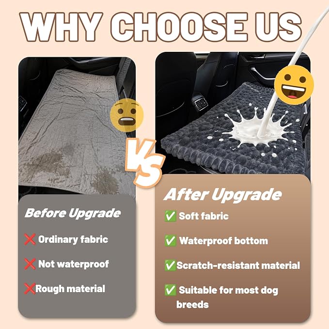 Dog Bed for Car Back Seat, Waterproof Dog Blanket for Car, Dark Grey | Dog Bed for Car, Back Seat Dog Bed, Washable & Non-Slip Travel Pet Mat for For the Back Seat and Trunk, Fits Car, Truck & SUV