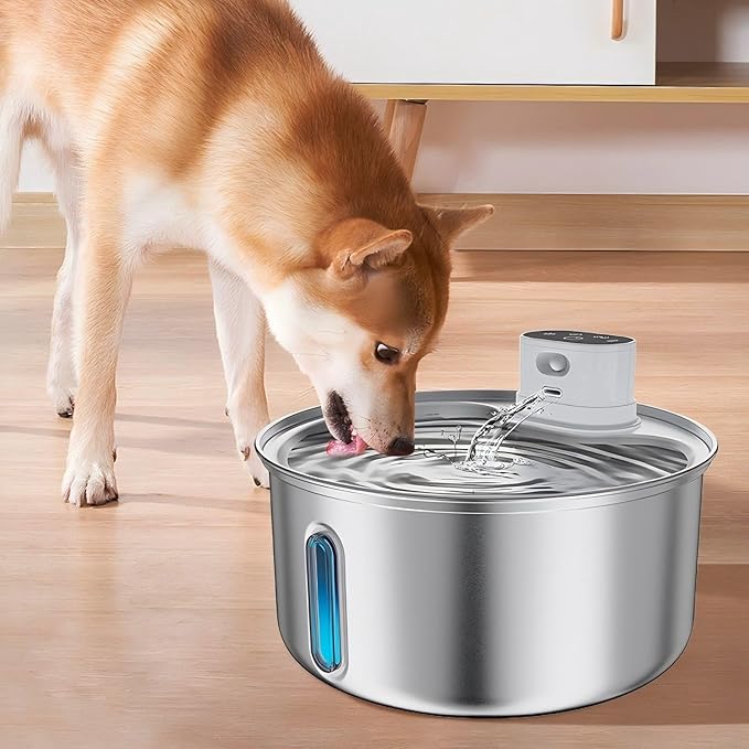 Stainless Steel Cat Water Fountain Indoor 5.5L Wireless Pet Water Fountain with Motion Sensor for Cats &Dog Pet Water Dispenser