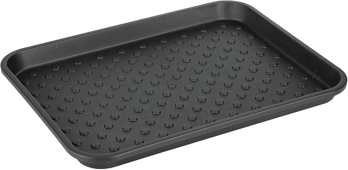 iDesign Plastic Under Sink Mat Tray for Kitchen Cabinet, Bathroom, Entryways, Office, Mudroom, College Dorm, (Set of 2), 17" X 13" X 2", Black | For Kitchen Cabinet, Bathroom, Entryways, Office, Mudroom