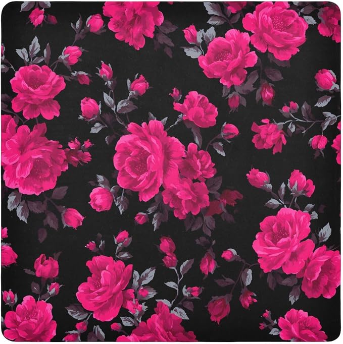 JIPONI Magenta Rose Makeup Bag, Self-Adhesive Magic Wrap Cloth, Portable Cosmetic Organizer, Camera Lens Protector, Travel Storage for Beauty Essentials, 17.7"x17.7"