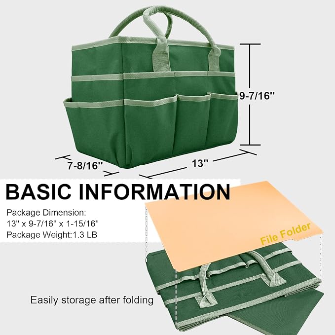 Cupohus Craft Organizer Bag, Green Art Supply Tote with Multiple Pockets | Portable Storage Tote for Scrapbooking, Journal, Sewing, Oxford Fabric Carrying Caddy for Teacher, Officer, Artist