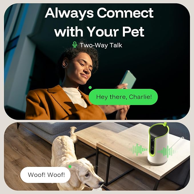 TKENPRO 5MP Ultra HD Pet Camera - Dog Camera with Treat Dispenser, Remote Treat Tossing via Phone App, 360° Auto Tracking & Motion Alerts, 5G&2.4G WiFi for Cats Indoor