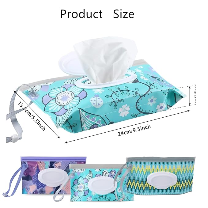 3Pack Baby Wipes Dispenser,Portable Refillable Travel Wet Wipe Pouch,Wipe Container for Bathroom,Car,Travel,Outdoor Camping Sports,Pet Nursery Care,Gifts for Baby Showers of New Parents