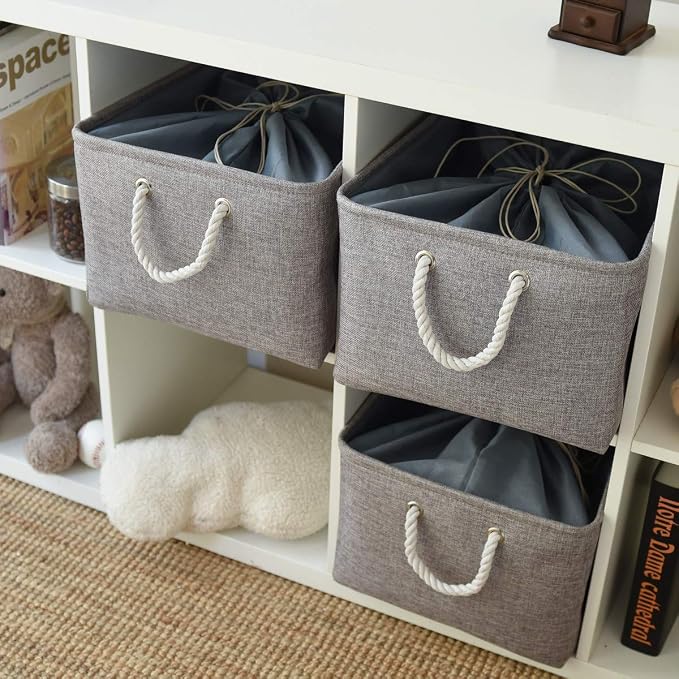 Fabric Storage Bins Baskets for Organizing, Large Sturdy Storage Basket W/Handles, Decorative Foldable Storage Baskets for Shelves Closet Nursery Toy (X Large - 3 Pack 17.7L×13.8W×9.8H)