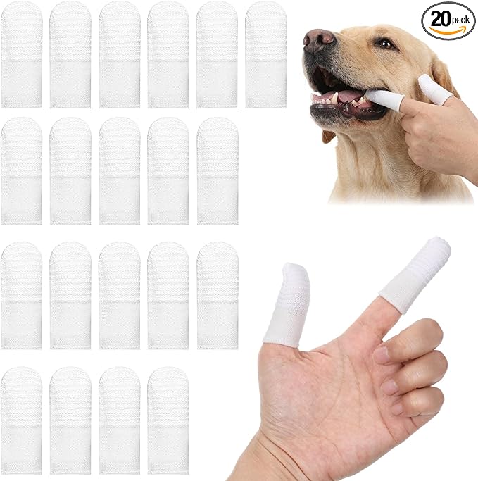 20 Pcs Dog Finger Toothbrush, Soft Fabric Dog Tooth Brush Cat Pet Tooth Brushing Kit Washable Comfortable Finger Brush for Dogs Teeth Cleaning Dental Care