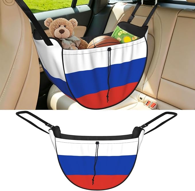 Russian Flag Car Seat Organizer-Backseat Storage Bag for Travel | Waterproof Durable. Holds Snacks Gear Essentials. Fits Most Cars.