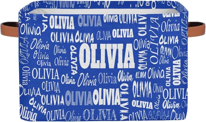 Personalized Kids Toy Box Storage Basket with Name, Royal Blue | Organizing Boys Girls Pets Toys Closet Shelf Clothes Books
