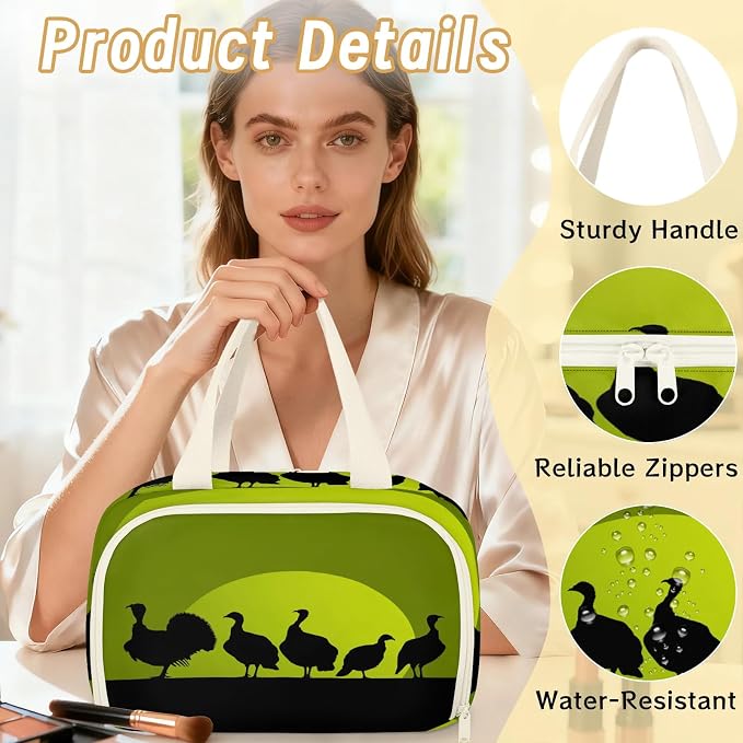 Wild Grouse Travel Toiletry Bag for Women | Turkey Lightweight Waterproof Makeup Cosmetic Bag Large Tote Organizer for Traveling, Toiletries, Accessories
