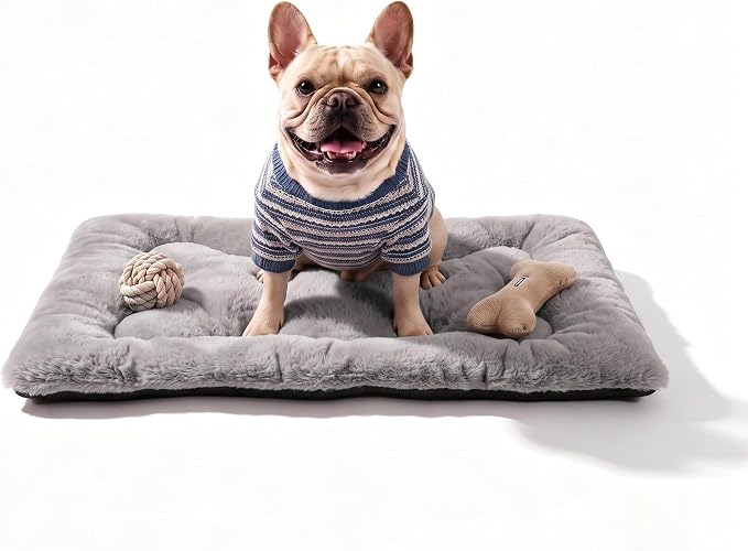 Dog Bed 30" for Metal Crate Pad, Washable Kennel Mat for Medium Dogs & Pets | Soft faux rabbit fur, non-slip,machine wash/dry, plush cushioning, for crates, floors & travel, multiple sizes for all breeds