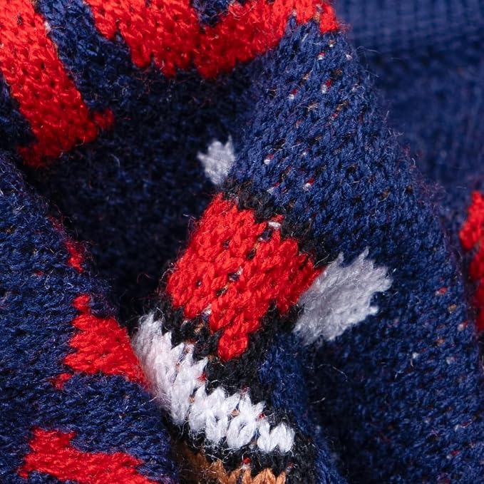 Fitwarm Funny Moose Dog Ugly Christmas Sweater, Winter Dog Clothes for Small Dogs Girl Boy, Pet Xmas Outfit, Navy, Large