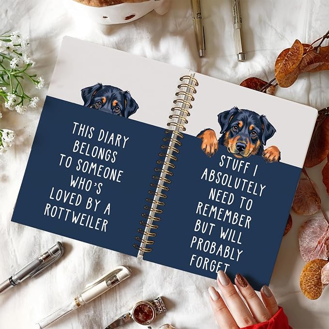 LIANGW Funny Rottweiler Gifts Spiral Notebook Journal, Pet Dog Mom Lovers Owner Gifts Journal for Writing, Forgetful Rottweiler Gift for Women, Dog School Office Stuff Supplies, 5.5x8.3 Inch