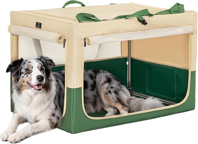 A 4 Pet 36-in Collapsible Soft Dog Crate, Large Dogs, Travel | patented screw frame, Lockable zippers, waterproof base, washable cover, outdoor/indoor/car