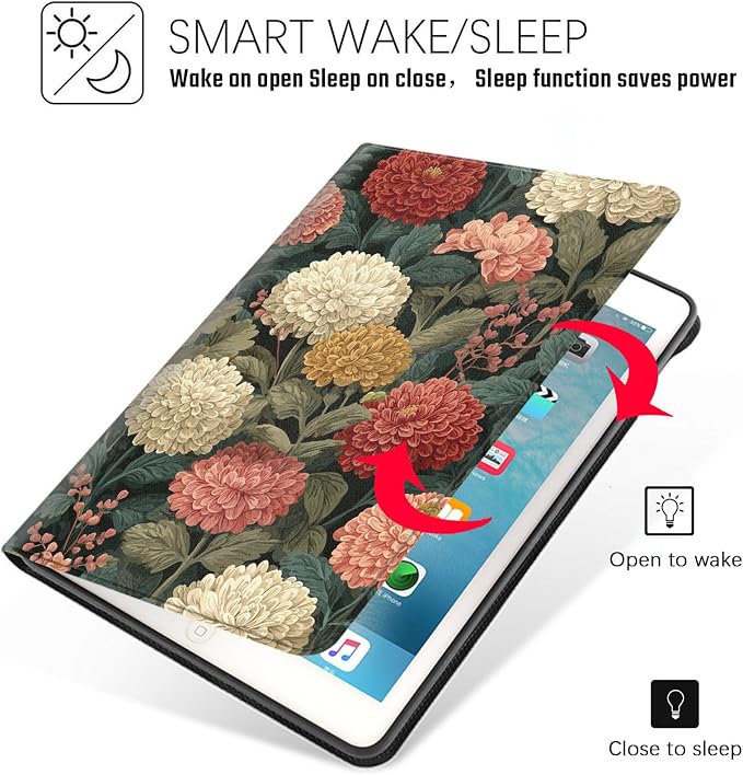 Tablet Case for iPad 10.5 Inch (iPad Air 3/Pro,2017/2019),Shockproof Protective Cover with Stand,Auto Wake/Sleep,Vintage Floral