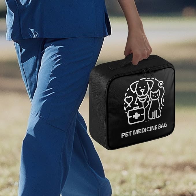 First Aid Kit Bag Pet Paw Cute Dog Print Empty Medic Bag for Pet Friendly Households and Outdoor Adventures Featuring Wear Resistant Material Breathable Construction Easy Access